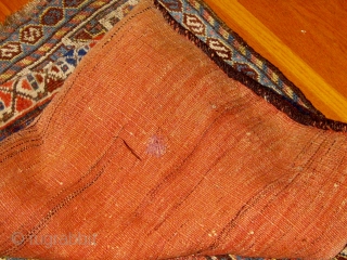 Antique Afshar half khorjin complete with flat woven back, turned into a pillow.  Circa 1900-1910.  In good condition with original ends and edges.  Roughly 19" by 27".  Please  ...