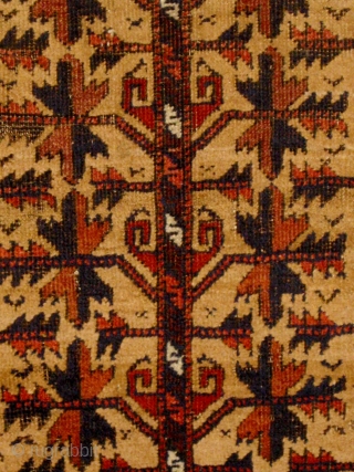 Antique small camel ground "tree of life" Baluch rug, 19th century, all dyes natural, some condition issues as seen in photos but still a very worthy weaving, 48" by 29". Please ask  ...