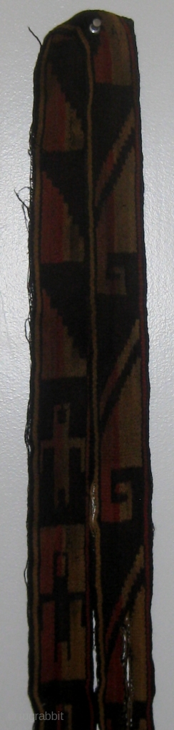 Pre-Columbian Nazca culture camelid fiber band with anthropomorphic figures, probably a mummy wrap.  7' long, over 2" wide.  Both ends have been cut.  Please ask for additional photographs.   ...