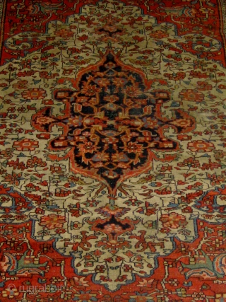 Antique Persian Feraghan, late nineteenth century, condition issues as shown.  Floppy, no dryness, beautiful colors.  50" by 76".  Please ask for additional photos.       