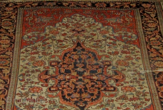 Antique Persian Feraghan, late nineteenth century, condition issues as shown.  Floppy, no dryness, beautiful colors.  50" by 76".  Please ask for additional photos.       