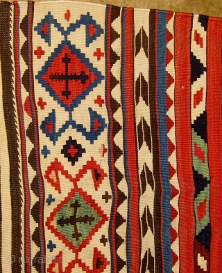 Antique Shirvan kilim, last quarter of the nineteenth century, all natural dyes, in beautiful condition with original ends and sides, 5' 2" by 10' 10".  Please ask for additional photos.  