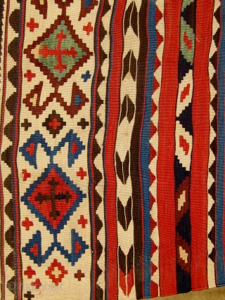 Antique Shirvan kilim, last quarter of the nineteenth century, all natural dyes, in beautiful condition with original ends and sides, 5' 2" by 10' 10".  Please ask for additional photos.  