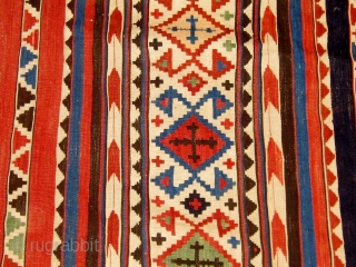 Antique Shirvan kilim, last quarter of the nineteenth century, all natural dyes, in beautiful condition with original ends and sides, 5' 2" by 10' 10".  Please ask for additional photos.  