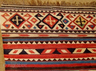 Antique Shirvan kilim, last quarter of the nineteenth century, all natural dyes, in beautiful condition with original ends and sides, 5' 2" by 10' 10".  Please ask for additional photos.  