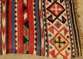 Antique Shirvan kilim, last quarter of the nineteenth century, all natural dyes, in beautiful condition with original ends and sides, 5' 2" by 10' 10".  Please ask for additional photos.  