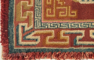 Tibetan sitting square (khagangma), first quarter of the 20th century, in good condition.  Approximately 32" by 29".  Dyes are a mixed bag.  At least 9 colors.  Please ask  ...