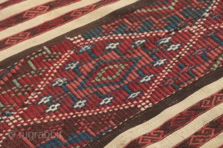 Antique Anatolian cicim panel, with weft faced flat weave, brocade, and zili technique in the middle section.  2'8" by 9'8".  All dyes natural. Please ask for additional photos if needed.  ...