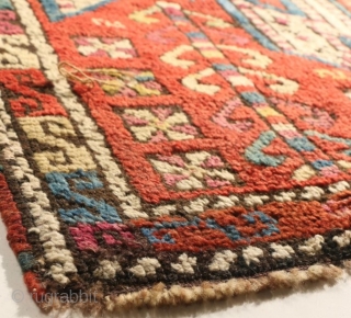 Antique Sewan Kazak Caucasian design long rug, three medallions, with S motif narrow main border. Circa 1890-1910, possibly earlier. Probably woven in Kars area of Eastern Anatolia, where designs can replicate those  ...