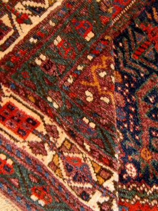 Antique Kurdish Sauj Bulagh "main carpet", last quarter of the nineteenth century, 5' by 8'5", in lovely condition, with one end still retaining its original flatweave finish.  Red wefts as is  ...