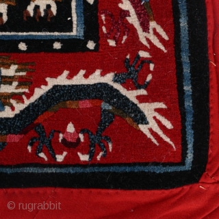 Snow lions and dragons.  Tibetan saddle cover, early 20th century.  Beautiful graphics.  Priced to sell quickly.              