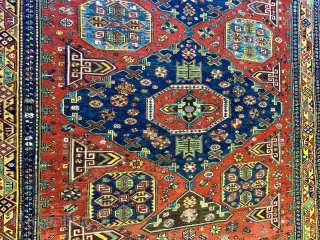 Just acquired: late nineteenth century Caucasian Soumak (soumak, sumac...) in the so called Kuba Konaghend format; in wonderful condition and with original braided ends. All dyes appear natural.  Beautiful gold border.  ...