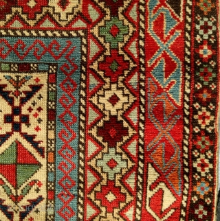 Antique Shirvan Marasali pile carpet, 19th century, unusual square format (53" BY 46"), all natural dyes, some areas of wear which could be easily re-piled.  Please ask for additional photos.  