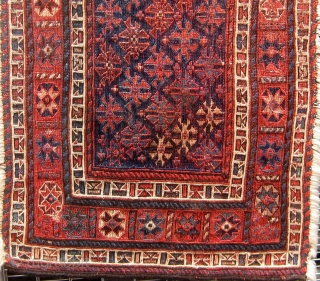 Antique Lur (Luri) panel in soumak weave, circa 1900, ends secured, sides rewound, all  dyes presumably natural, 19" by 46".  Please ask for additional photos if needed.    