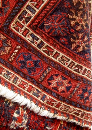 Antique Lur (Luri) panel in soumak weave, circa 1900, ends secured, sides rewound, all  dyes presumably natural, 19" by 46".  Please ask for additional photos if needed.    