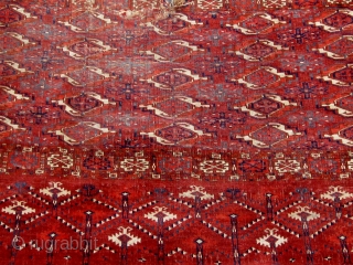 Finest small size 25-gul Tekke chuval fragment, mid nineteenth century, all dyes natural, 27" by 36".  Please ask for  additional photos.          