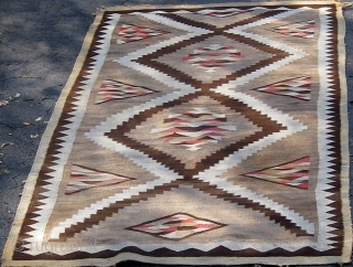 Antique large size Navajo rug (Red Mesa or Teec Nos Pos), first quarter of  the 20th century, 4' by 7' 2".  Please ask for additional photos.     