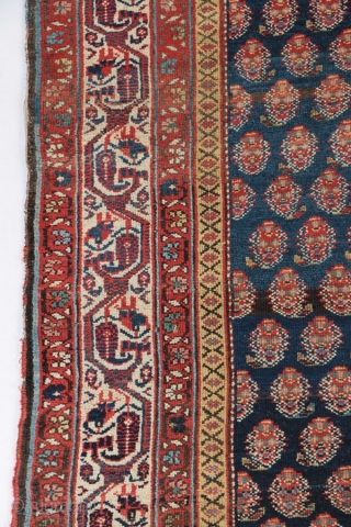 Antique Kurdish rug, Bidjar area, circa 1900-1910. 4'8" by 9'4".                       