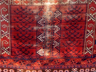 Stately 19th Century Ersari engsi, with wear, but a classic early example with beautiful wool and colors. Please ask for additional photos.           