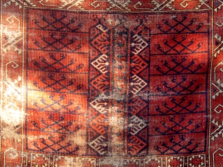 Stately 19th Century Ersari engsi, with wear, but a classic early example with beautiful wool and colors. Please ask for additional photos.           