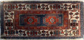 Unusual Heriz mafrash? panel on wool warps and mixed wool and cotton wefts, early 20th century, 18" by 41".  Please ask for additional photos if needed.      