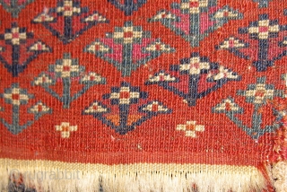 First half of the 19th Century (earlier?) Tekke chuval with 6 Salor guls.  Extremely finely knotted.  Profuse use of silk.  Asymmetrically knotted, open to the right.  48" by  ...