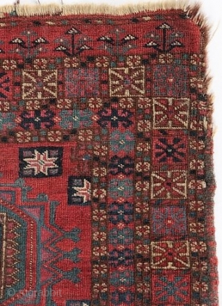 First half of the 19th Century (earlier?) Tekke chuval with 6 Salor guls.  Extremely finely knotted.  Profuse use of silk.  Asymmetrically knotted, open to the right.  48" by  ...