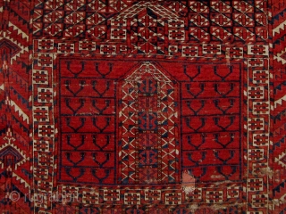 19th Century Tekke engsi, all natural  dyes, with some old restorations.  Please ask for additional  photos.              