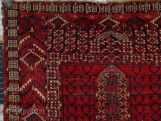 19th Century Tekke engsi, all natural  dyes, with some old restorations.  Please ask for additional  photos.              