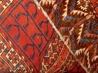 19th Century Tekke engsi, all natural  dyes, with some old restorations.  Please ask for additional  photos.              