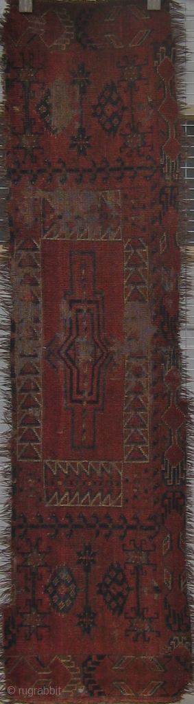 Archaic fragmented Ersari-Kirghiz large torba, 19th century, condition as seen, roughly 17" by 66".  Please ask for additional photos.             