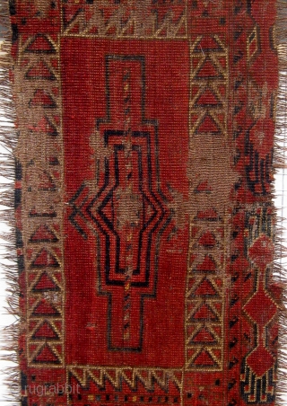 Archaic fragmented Ersari-Kirghiz large torba, 19th century, condition as seen, roughly 17" by 66".  Please ask for additional photos.             