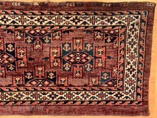 Antique late 19th century Turkmen Yomud (Yomut) torba with kepse gul. In lovely condition, all dyes appear natural.  Please ask for additional photos if needed.       