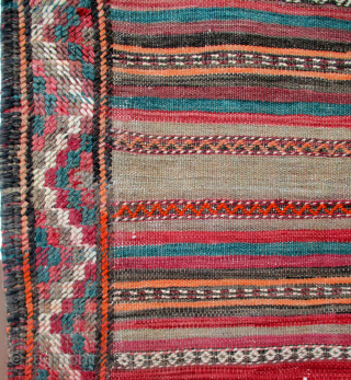 KURDISH KILIM FROM THE REGION OF QUCHAN which lies between the city of Meshed and extends north to the Persian border with Turkmenistan. It is a fine old piece with dozens of  ...