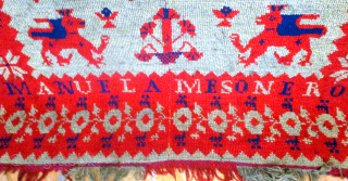 .
  A VERY RARE RUG FROM THE ALPUJARRAS MOUNTAIN RANGE IN SOUTHERN SPAIN, DATED 1870. This piece was initially thought to be from the villages of the Arraiolos region of southern  ...