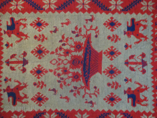 .
  A VERY RARE RUG FROM THE ALPUJARRAS MOUNTAIN RANGE IN SOUTHERN SPAIN, DATED 1870. This piece was initially thought to be from the villages of the Arraiolos region of southern  ...