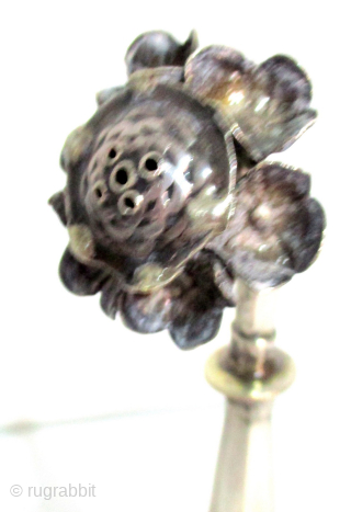 ANTIQUE SILVER ROSE WATER SPRINKLER from the Ottoman period of about 1850 in Constantinople. These delicate silver vessels were filled with rose petal scented water which was poured on the hands of  ...
