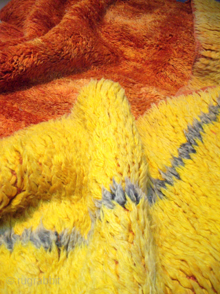 MOROCCAN MIDDLE ATLAS BERBER DOUBLE SIDED RUG. Both sides of this rare old tribal weaving are shown. It originates from the Beni Mguild Berber group of the Middle Atlas range east of  ...