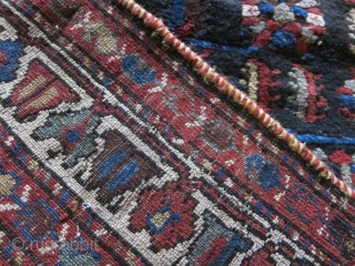 An all wool construction Bakhtiari tribal rug in pristine condition with shinny thick wool, saturated deep colors, including the famous Bakhtiari electric blue, and a earthy warm straw yellow. corrosive brown has  ...