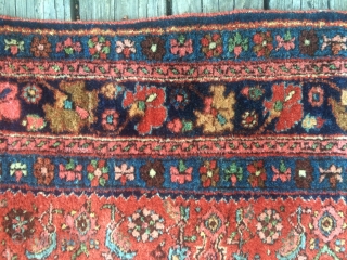 Antique Bidjar rug in near mint condition with full thick pile all over and fantastic wool, and weave and saturated colors...more images to follow.
size around 5.5x3.4       