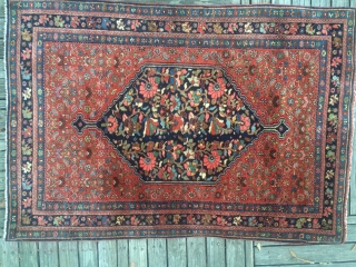 Antique Bidjar rug in near mint condition with full thick pile all over and fantastic wool, and weave and saturated colors...more images to follow.
size around 5.5x3.4       