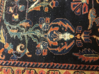 Antique Lilihan rug. Extremely fine weave with silky wool. Browns heavily corroded. This grade is sometimes ascribed to Armenian weavers who lived in the region in good old days before the esteemed  ...