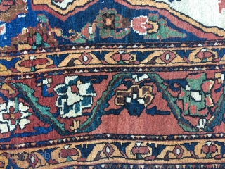 A 19th century fine quality Bakhtiari rug with ancient colors and incredible weave. Wool is what one expects from best Bakhtiari rugs. It has an inscription which reads made by Bakhtiari (عمل  ...