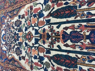 A 19th century fine quality Bakhtiari rug with ancient colors and incredible weave. Wool is what one expects from best Bakhtiari rugs. It has an inscription which reads made by Bakhtiari (عمل  ...