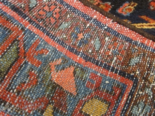 Antique Hamadan (Enjilas) rug with brilliant saturated colors, fine wool, thick MINT pile and floppy handle...beautiful yellows, light blues, and greens.
measures 60x44 inches          