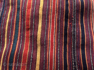 Lovely antique Bidjar Jajim in perfect square size: 5'11" x 5'8". It has fantastic wool and vibrant clear saturated colors which includes bottle green, straw yellow, madder red, royal blue, and peacock  ...