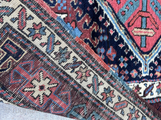 Antique Shahsavan runner from North west Iran (Azarbiajan - Moghan steppe) from early 20th century with saturated jewel like colors, fleecy shiny wool and plush pile. Size is 12'7"x3'11"
    
