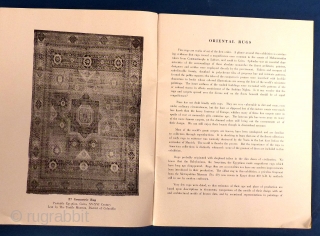 "An Exhibition of Oriental Rugs", 
"February 6 through March 16, 1947."

 Art Institute of Chicago,

 Paperback, good used condition.              