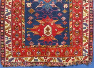 Caucasian Rug, Azerbaijani Lenkoran, c. 1900+/-,
68" X 54". Good condition but has light wear and bottom Guard Border is frayed out.
SOLD            