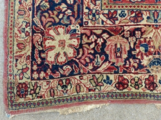  Sarouk(?). c.1030-40, 9'8" X 6'1", Good over all but has a 3" tear (see picture) and a little wear.
Has been washed.
SOLD           